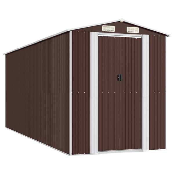 Garden Shed Dark Brown 192X523x223 Cm Galvanised Steel Sheds Summerhouses Carports