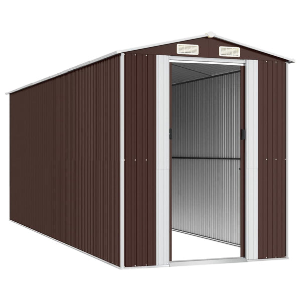 Garden Shed Dark Brown 192X523x223 Cm Galvanised Steel Sheds Summerhouses Carports