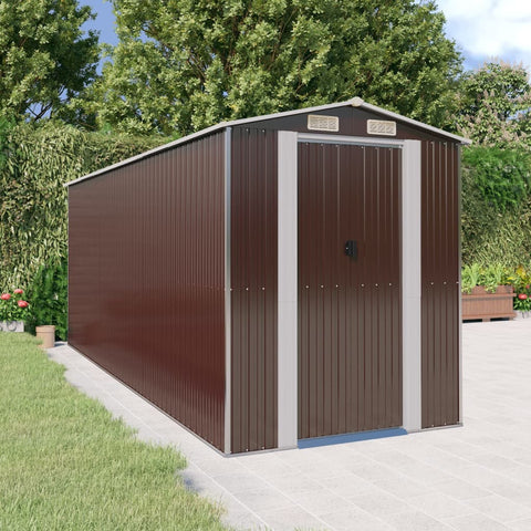 Garden Shed Dark Brown 192X523x223 Cm Galvanised Steel Sheds Summerhouses Carports