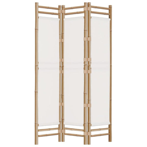 Folding 3 Panel Room Divider 120 Cm Bamboo And Canvas Screens & Room Dividers