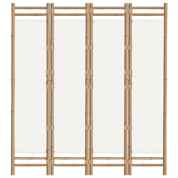 Folding 4-Panel Room Divider 160 Cm Bamboo And Canvas