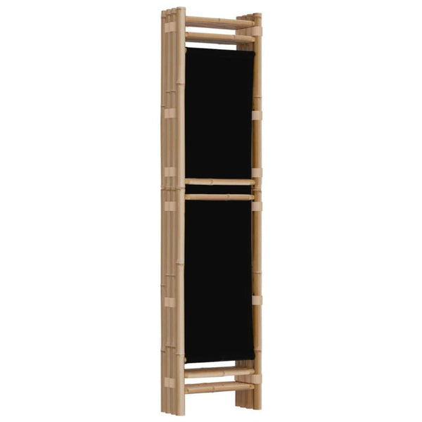 Folding 4-Panel Room Divider 160 Cm Bamboo And Canvas