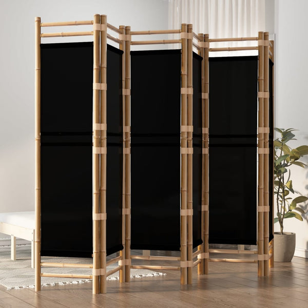 Folding 6 Panel Room Divider 240 Cm Bamboo And Canvas Screens & Room Dividers