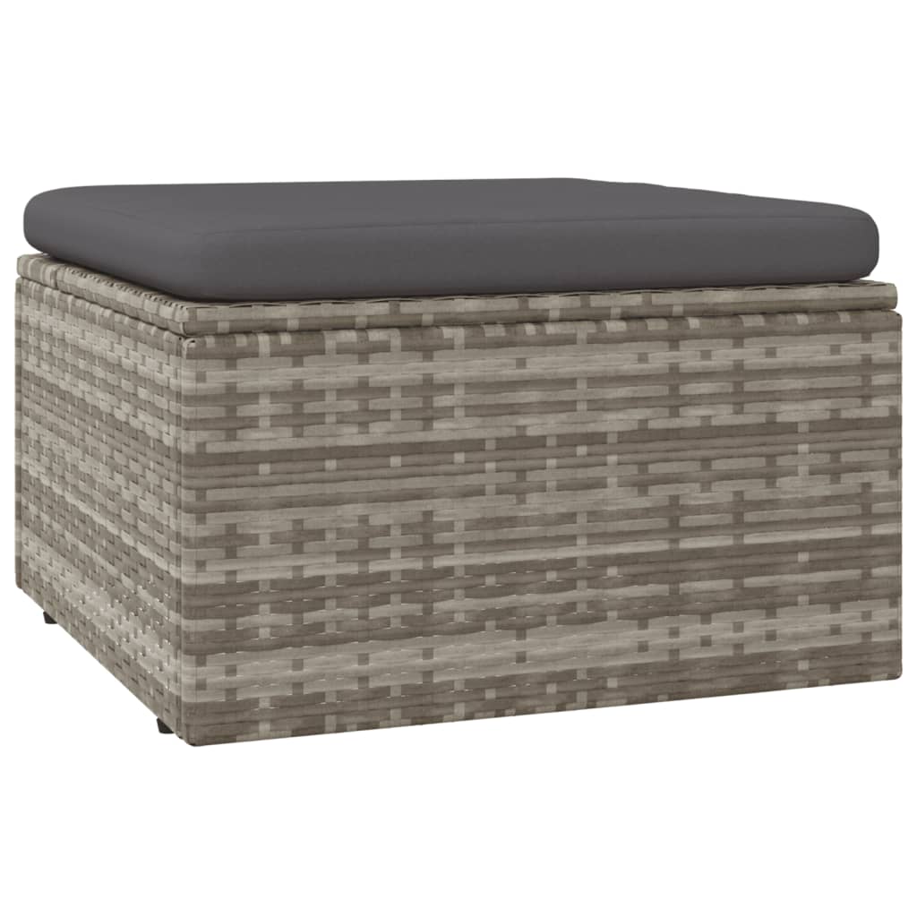 Garden Footrest With Cushion Grey 55X55x30 Cm Poly Rattan Ottomans Footstools & Poufs