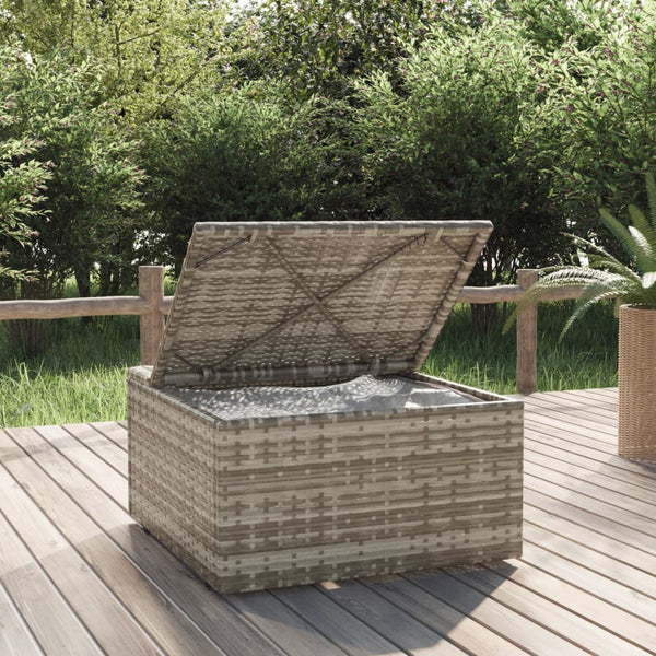 Garden Footrest With Cushion Grey 55X55x30 Cm Poly Rattan Ottomans Footstools & Poufs