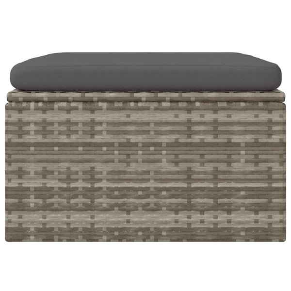 Garden Footrest With Cushion Grey 55X55x30 Cm Poly Rattan Ottomans Footstools & Poufs