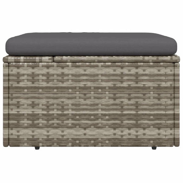 Garden Footrest With Cushion Grey 55X55x30 Cm Poly Rattan Ottomans Footstools & Poufs
