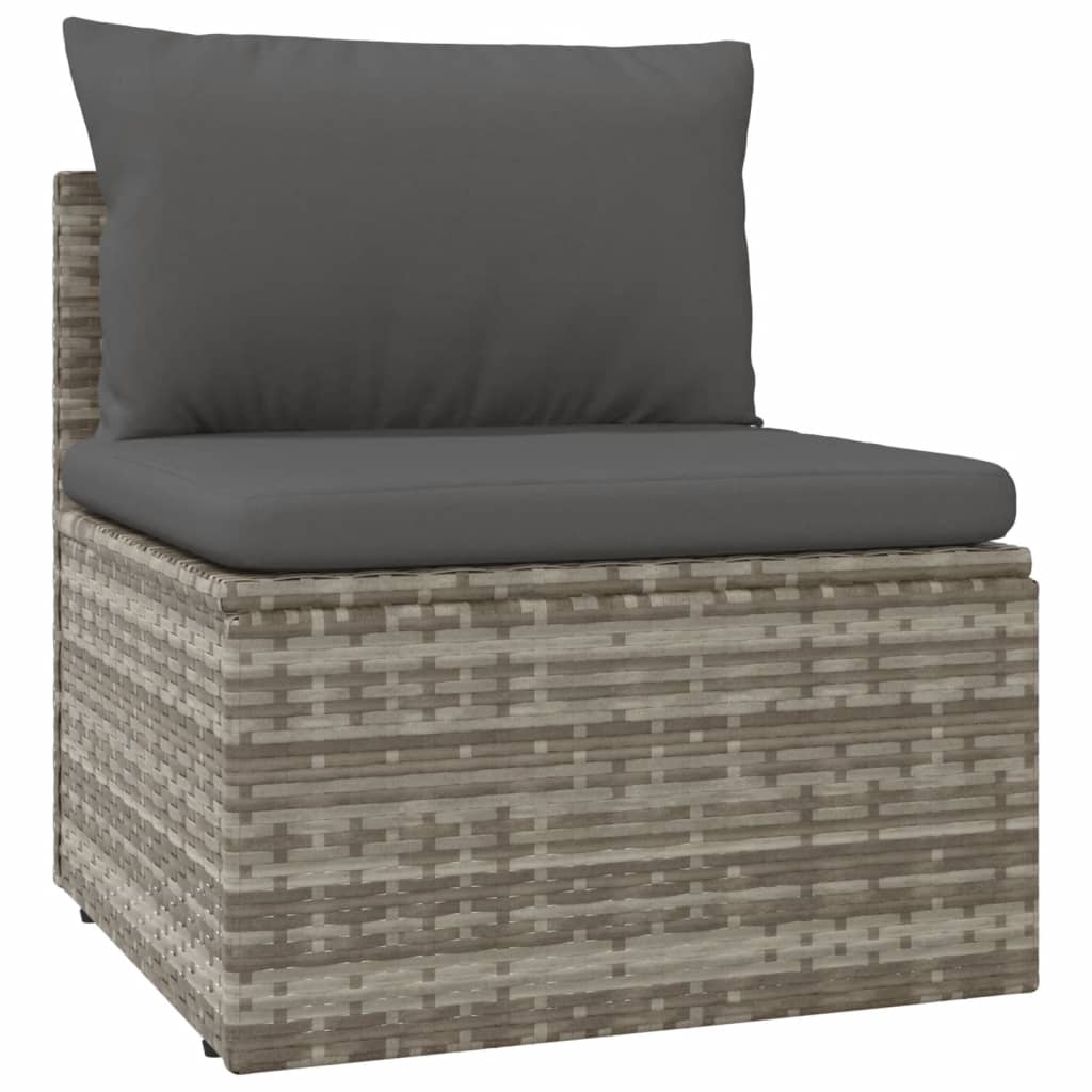 Garden Middle Sofa With Cushion Grey 57X57x56 Cm Poly Rattan Patio Chairs