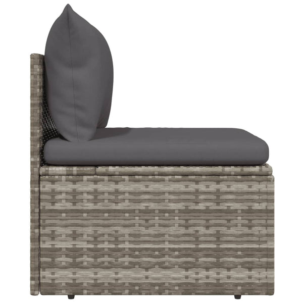 Garden Middle Sofa With Cushion Grey 57X57x56 Cm Poly Rattan Patio Chairs