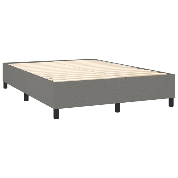 Vidaxl Box Spring Bed With Mattress&Led Dark Grey 152X203 Cm Queen Fabric Queen Bed Frames