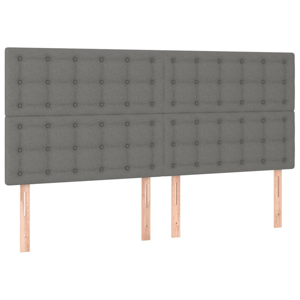 Vidaxl Box Spring Bed With Mattress&Led Dark Grey 152X203 Cm Queen Fabric Queen Bed Frames