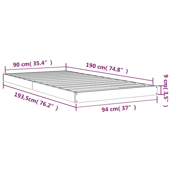 Vidaxl Bed Frame Without Mattress 90X190 Cm Solid Wood Pine Single Bed Frames