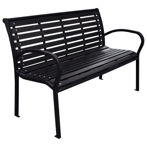 Garden Bench Black 116 Cm Steel And Wpc Patio Benches