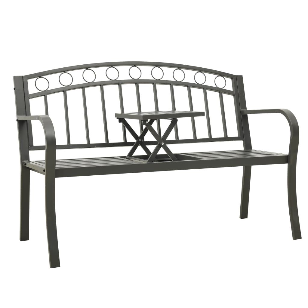 Garden Bench With Table Grey 120 Cm Steel Patio Benches