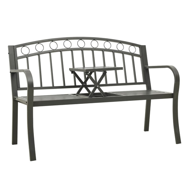 Garden Bench With Table Grey 120 Cm Steel Patio Benches