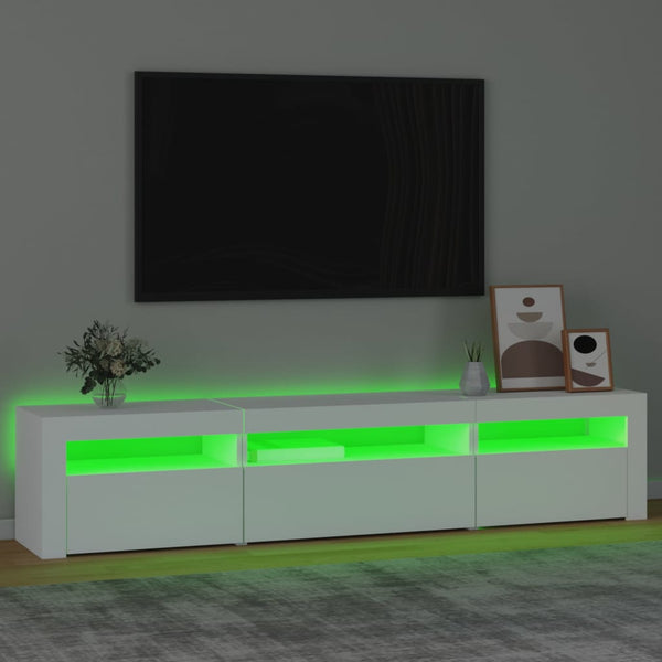Tv Cabinet With Led Lights White 195X35x40 Cm Tv Stands & Entertainment Units