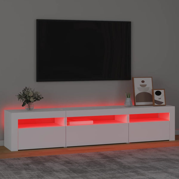Tv Cabinet With Led Lights White 195X35x40 Cm Tv Stands & Entertainment Units