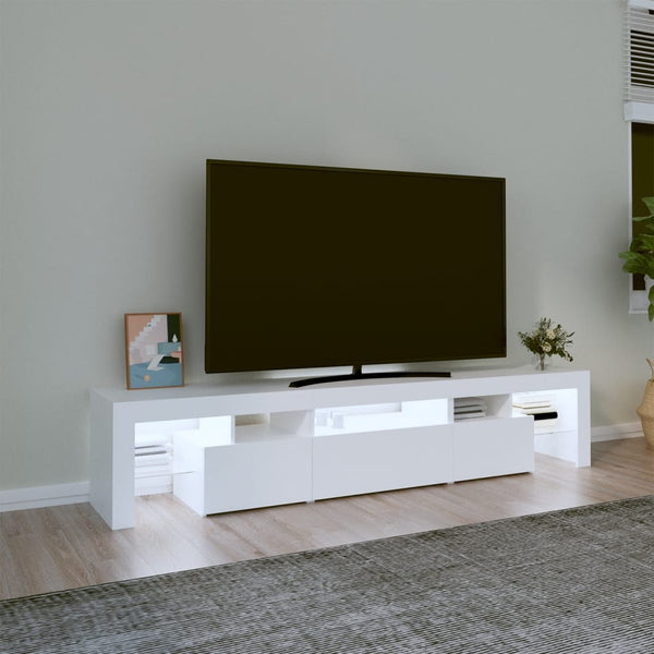 Tv Cabinet With Led Lights White 200X36.5X40 Cm Tv Stands & Entertainment Units