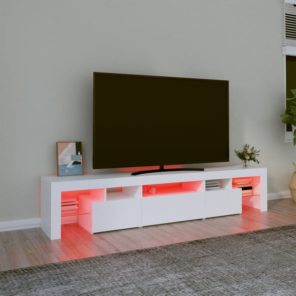 Tv Cabinet With Led Lights White 200X36.5X40 Cm Tv Stands & Entertainment Units