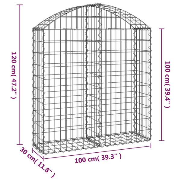 Vidaxl Arched Gabion Basket 100X30x100/120Cm Galvanised Iron Gabion Baskets