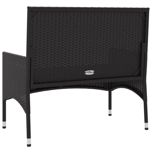 2 Seater Garden Bench With Cushions Black Poly Rattan Patio Benches