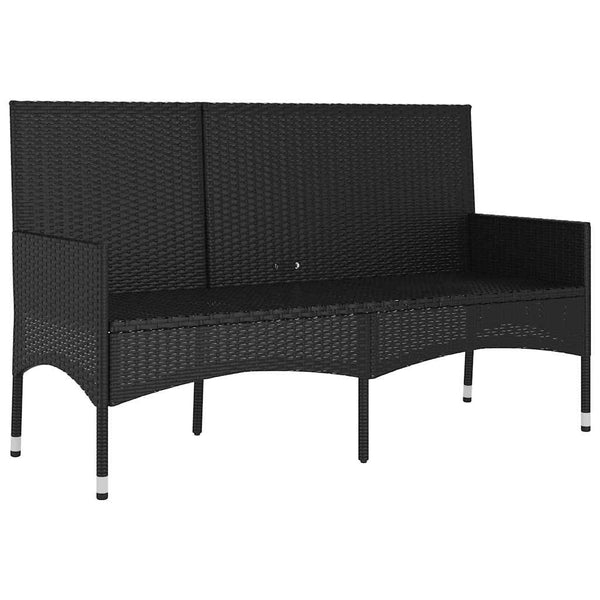Vidaxl 3 Seater Garden Bench With Cushions Black Poly Rattan Patio Benches