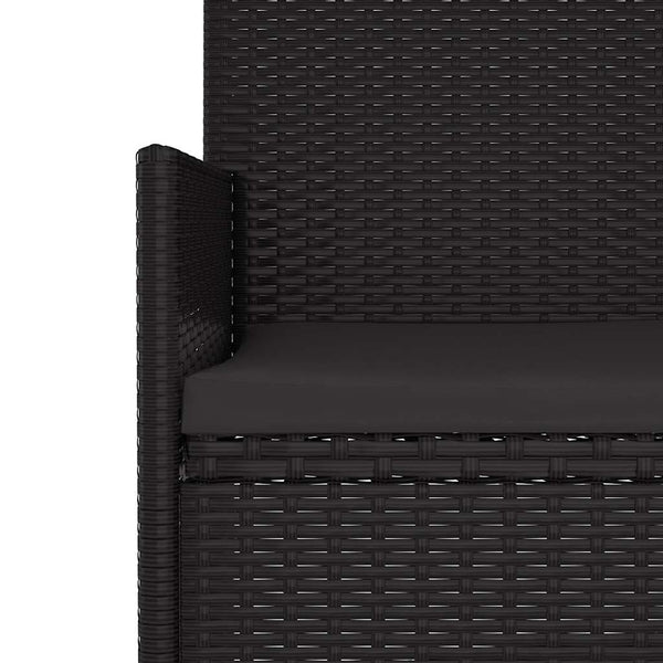 Vidaxl 3 Seater Garden Bench With Cushions Black Poly Rattan Patio Benches