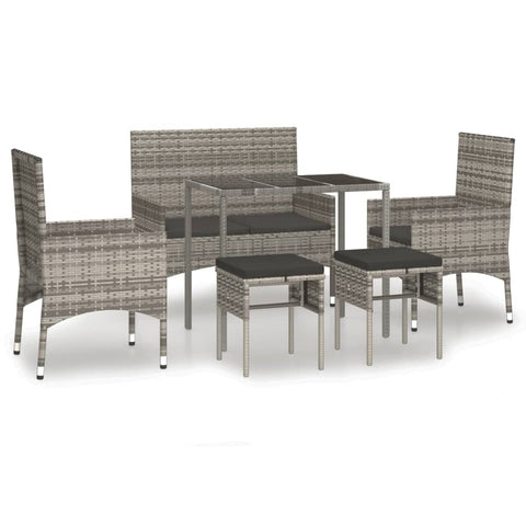 6 Piece Garden Lounge Set With Cushions Grey Poly Rattan Patio Furniture Sets
