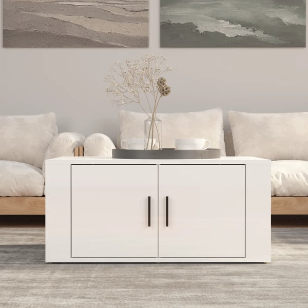 Coffee Table High Gloss White 80X50x36 Cm Engineered Wood Coffee Tables