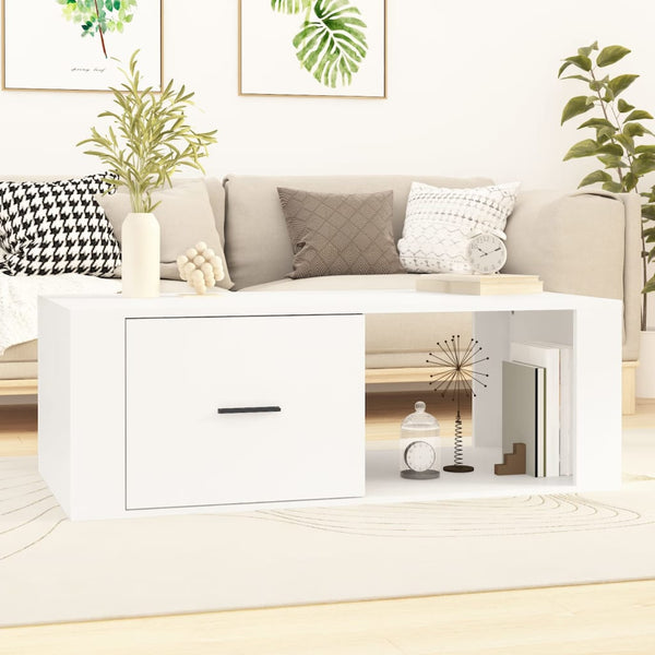 Coffee Table White 100X50.5X35 Cm Engineered Wood Coffee Tables