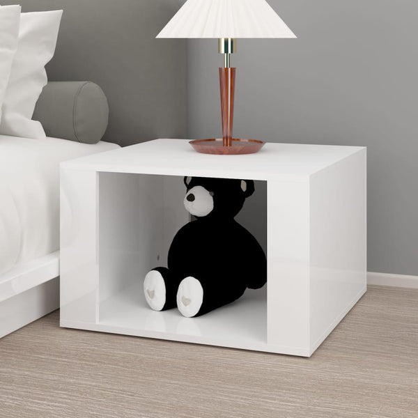 Bedside Table High Gloss White 57X55x36 Cm Engineered Wood Bedside Tables