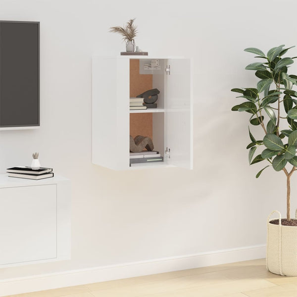 Vidaxl Wall Mounted Tv Cabinet High Gloss White 40X34.5X60 Cm Cabinets & Cupboards