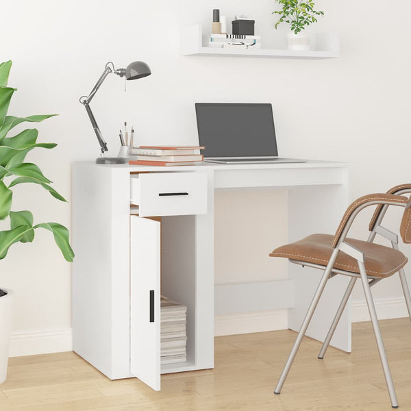Desk White 100X49x75 Cm Engineered Wood Home Office Desks