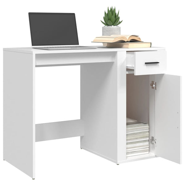 Desk White 100X49x75 Cm Engineered Wood Home Office Desks
