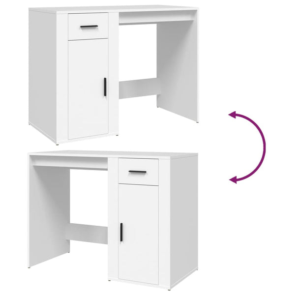 Desk White 100X49x75 Cm Engineered Wood Home Office Desks