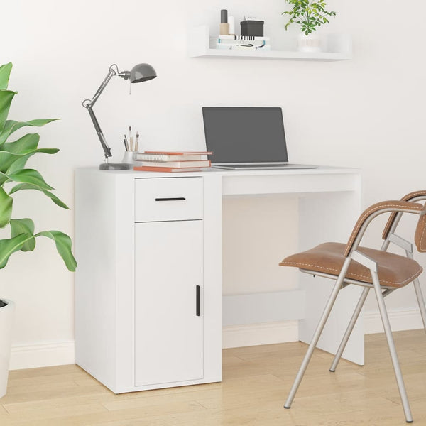 Desk White 100X49x75 Cm Engineered Wood Home Office Desks