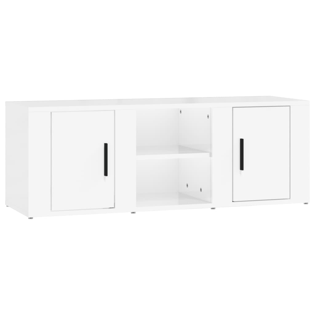 Tv Cabinet High Gloss White 100X31.5X35 Cm Engineered Wood Tv Stands & Entertainment Units