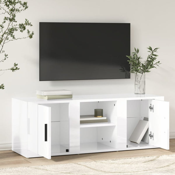 Tv Cabinet High Gloss White 100X31.5X35 Cm Engineered Wood Tv Stands & Entertainment Units