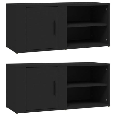 Tv Cabinets 2 Pcs Black 80X31.5X36 Cm Engineered Wood Tv Stands & Entertainment Units