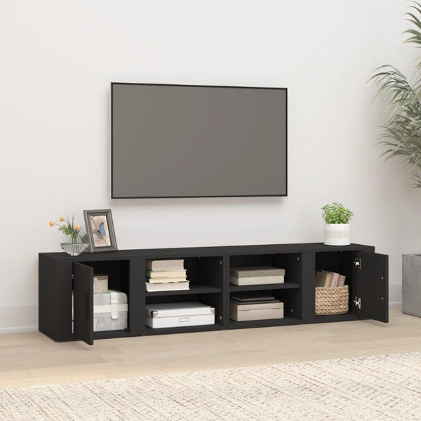 TV Stands & Entertainment Units Tv Cabinets 2 Pcs Black 80X31.5X36 Cm Engineered Wood