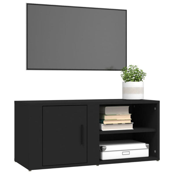 TV Stands & Entertainment Units Tv Cabinets 2 Pcs Black 80X31.5X36 Cm Engineered Wood