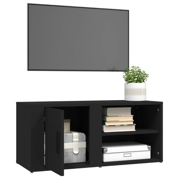 TV Stands & Entertainment Units Tv Cabinets 2 Pcs Black 80X31.5X36 Cm Engineered Wood