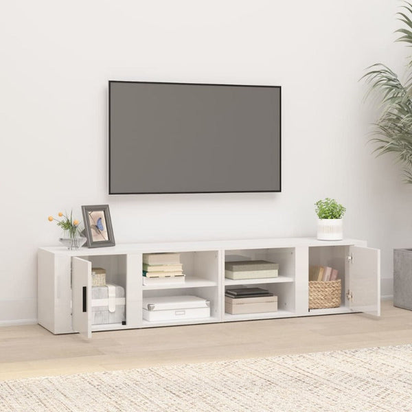 Tv Cabinets 2 Pcs High Gloss White 80X31.5X36 Cm Engineered Wood Tv Stands & Entertainment Units