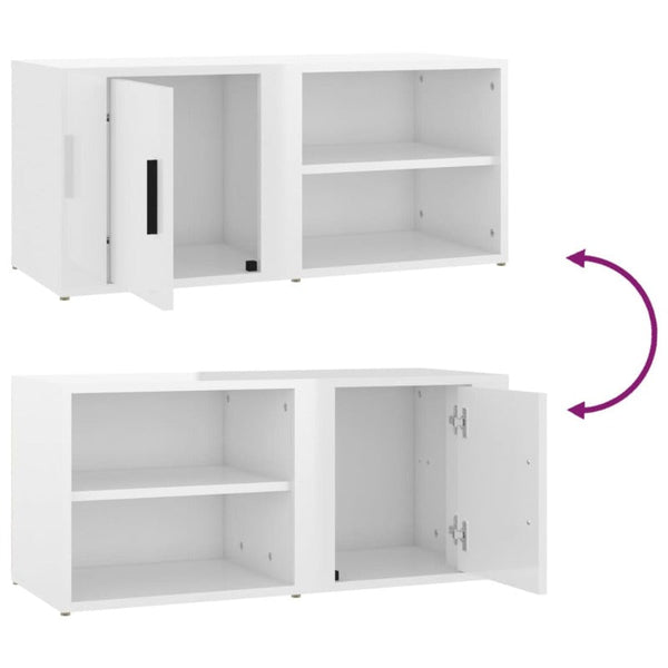 Tv Cabinets 2 Pcs High Gloss White 80X31.5X36 Cm Engineered Wood Tv Stands & Entertainment Units