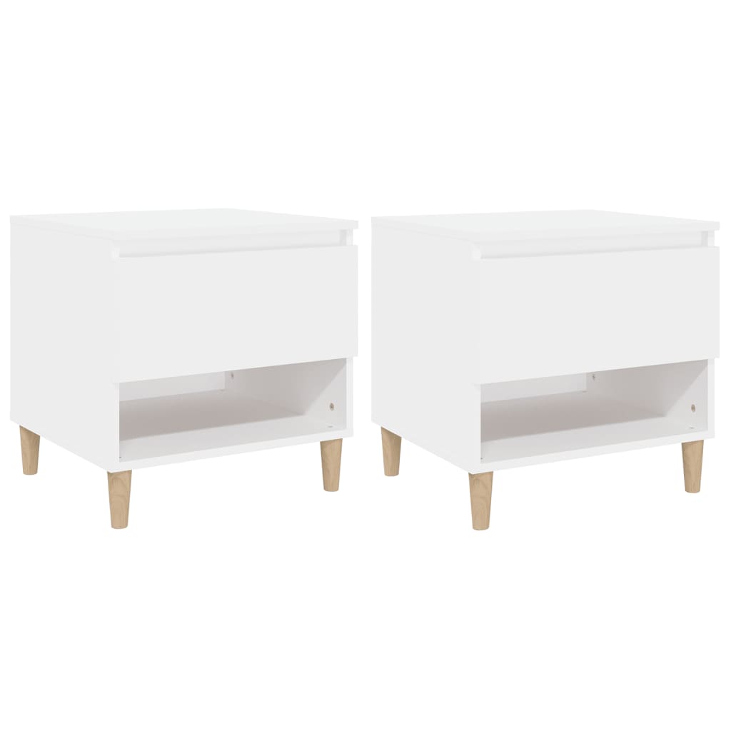 2 Pcs White 50X46x50 Cm Engineered Wood Bedside Tables