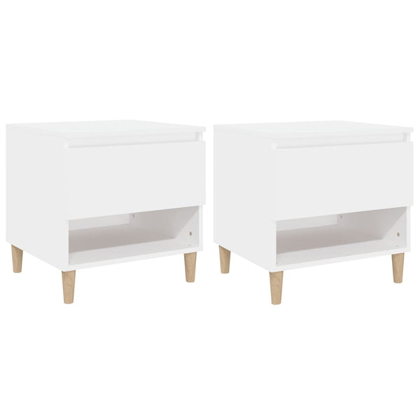 2 Pcs White 50X46x50 Cm Engineered Wood Bedside Tables