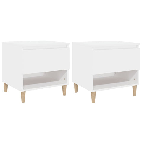 2 Pcs White 50X46x50 Cm Engineered Wood Bedside Tables