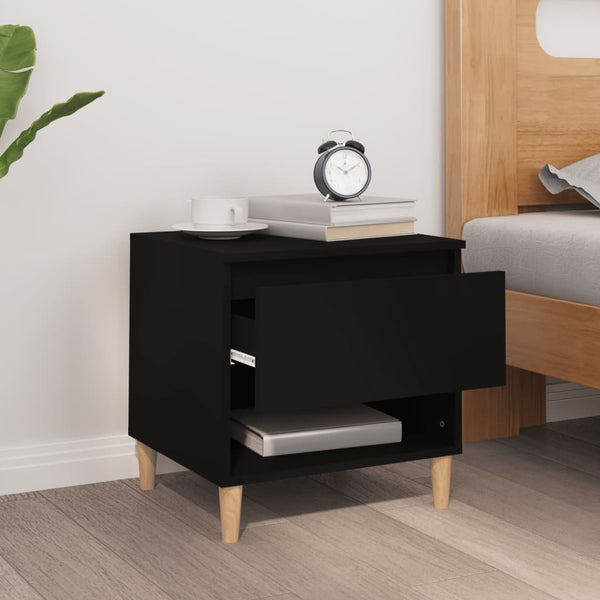 Bedside Table Black 50X46x50 Cm Engineered Wood Bedside Tables