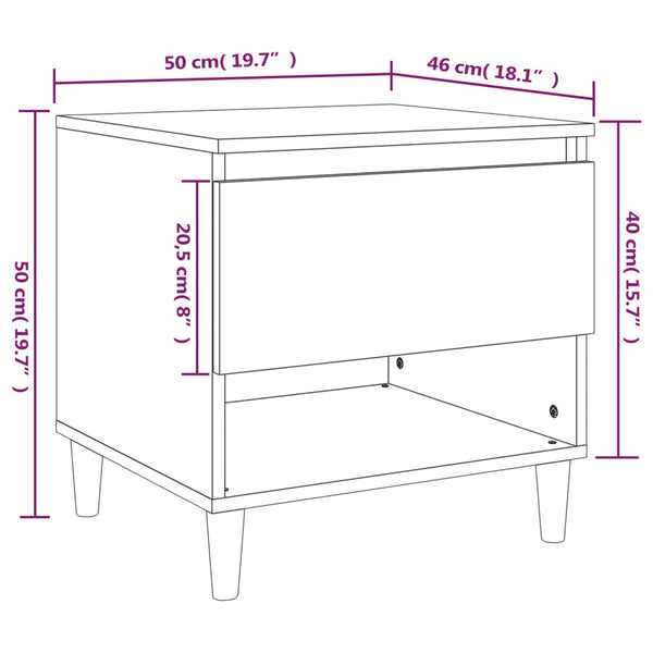 Bedside Table Black 50X46x50 Cm Engineered Wood Bedside Tables