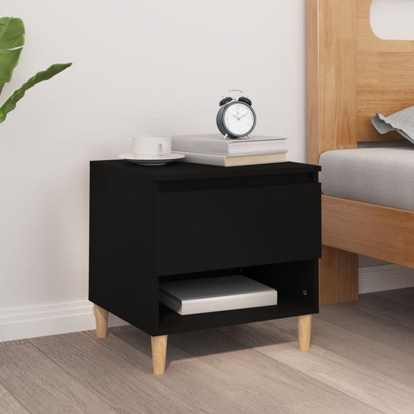 Bedside Table Black 50X46x50 Cm Engineered Wood Bedside Tables